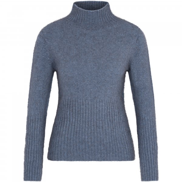 Ladies’ Rib Sweater, Possum Merino, Light Blue Melange, Size 38