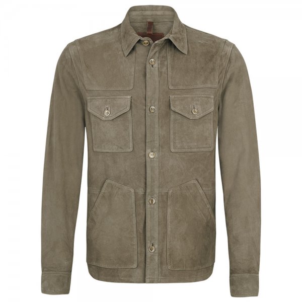 »Chemise« Men's Leather Overshirt, Grey Green, Size 56