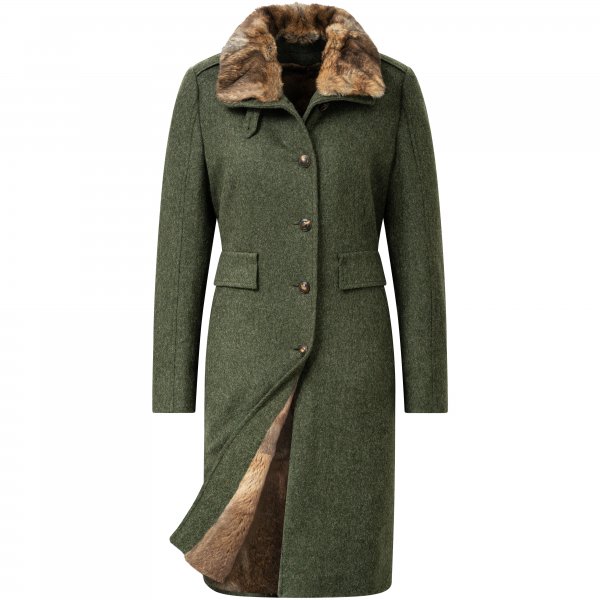 Habsburg »Diana« Ladies’ Loden Coat, with Velvet Rabbit Fur, Willow, Size 42