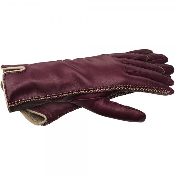 Damen Handschuhe TOULON, Lammnappa, lila/beige, Größe 6,5