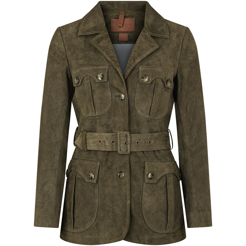 Diplomate Lady Ladies Leather Safari Jacket Battle Green Size 34 Coats The GunDog Affair
