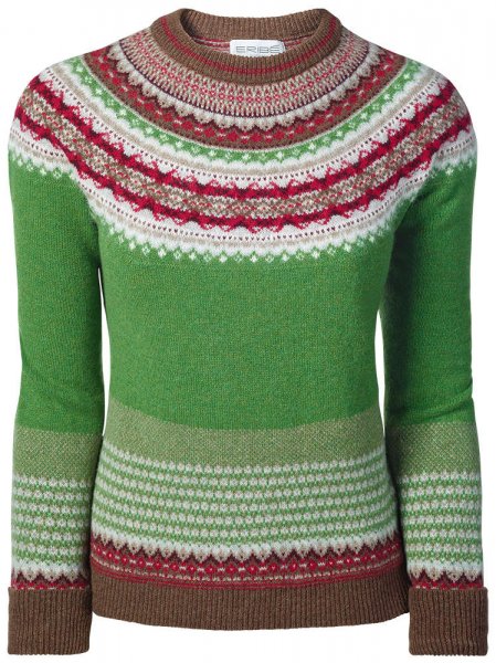 Eribé Ladies Sweater Fair Isle, Green, Size S