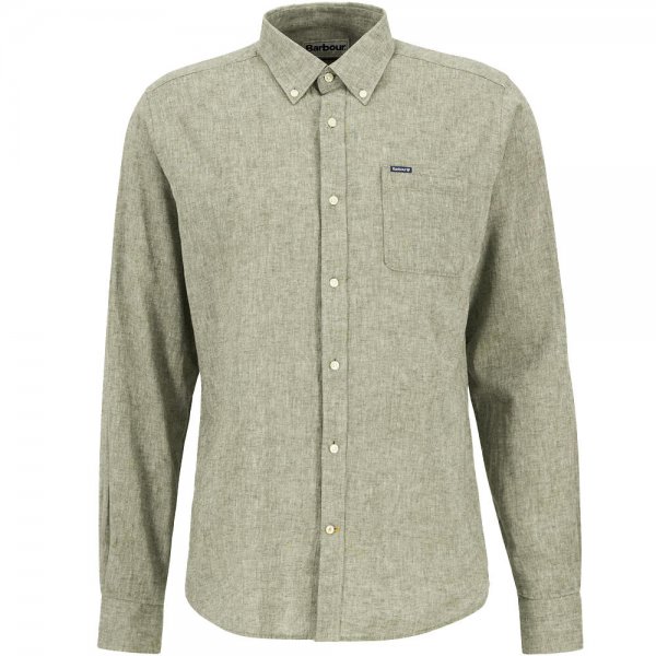 Camicia in lino da uomo Barbour »Nelson«, verde oliva chiaro, taglia M