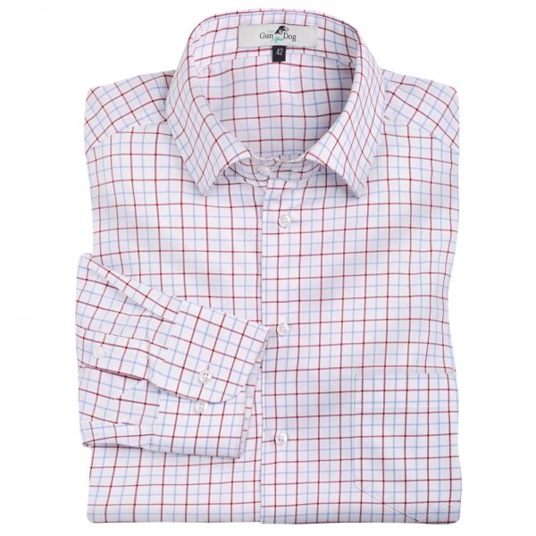 Camisa para hombre Pearl-Oxford, blanco/rojo/azul, puño combinado, talla 40