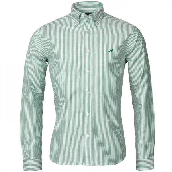 Camisa para hombre Laksen Eton, blanco/verde, talla XXL