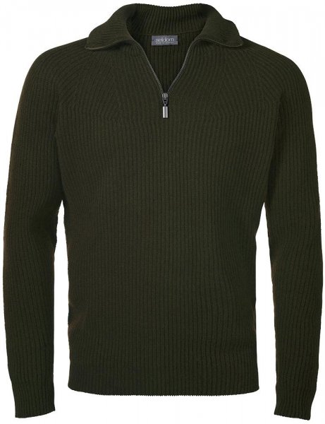 Seldom Men’s Half-zip Sweater, Half Cardigan Stitch, Olive, Size L