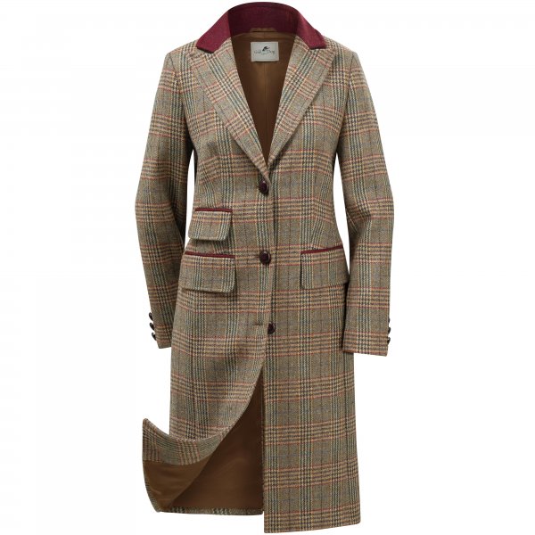 Manteau en tweed motif pied-de-poule pour femme, taille 44