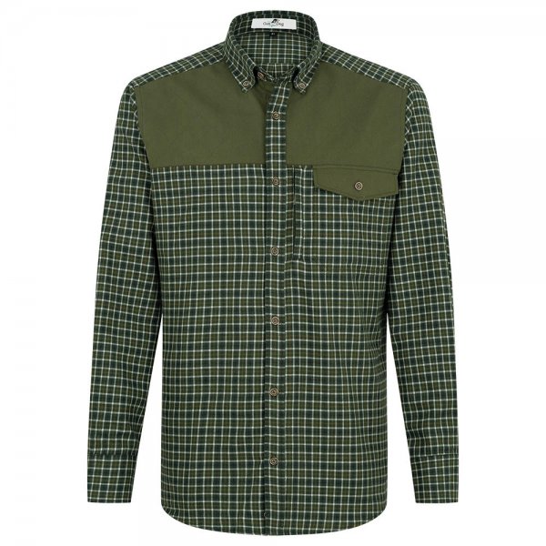 Men's Outdoor Shirt, Chequered, Green/Beige, Size 45