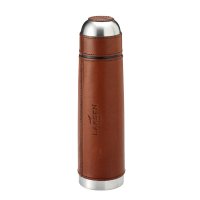 Laksen Insulated Bottle with Leather Trim, 500 ml, Brown