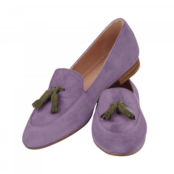 »Franca« Ladies' Tassel Loafers, Violet/Green, Size 39