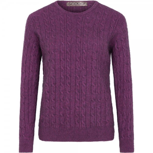 Ladies Cable Sweater, Merino-Possum, Lilac Melange, Size 38