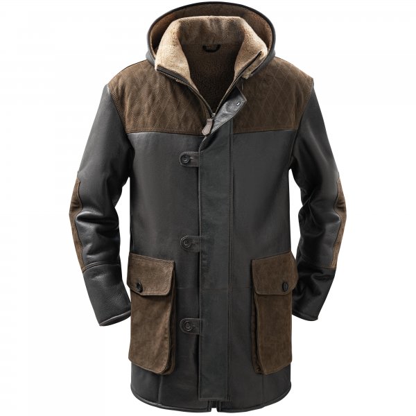 Lammfell-Parka Scott, braun/grün, Größe 58