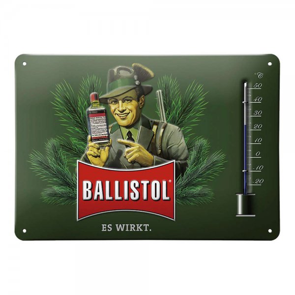 Ballistol Blechschild mit Thermometer