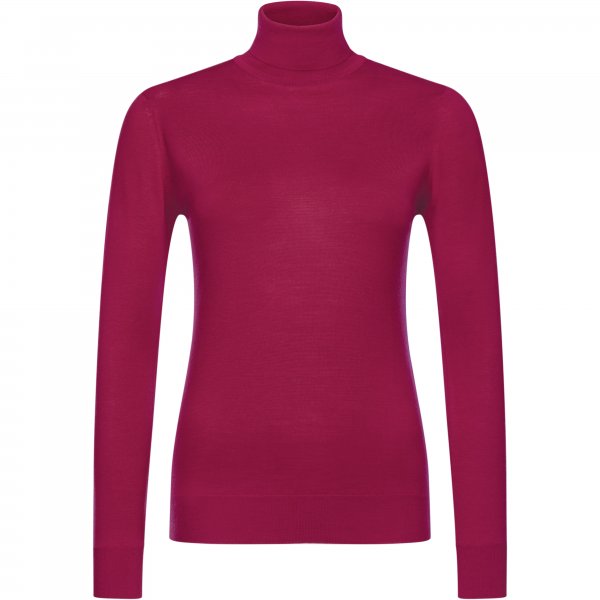 John Smedley Damen Rollkragen-Pullover, Merino Extrafein, raspberry, Gr. L