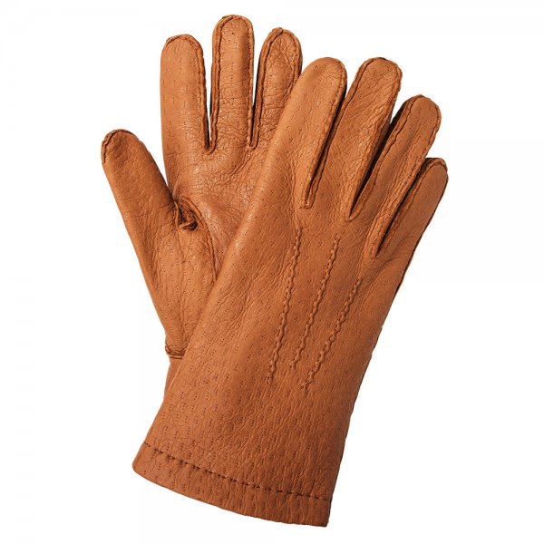 PAULO Men’s Gloves, Peccary Leather with Orylag Lining, Cognac, Size 9.5