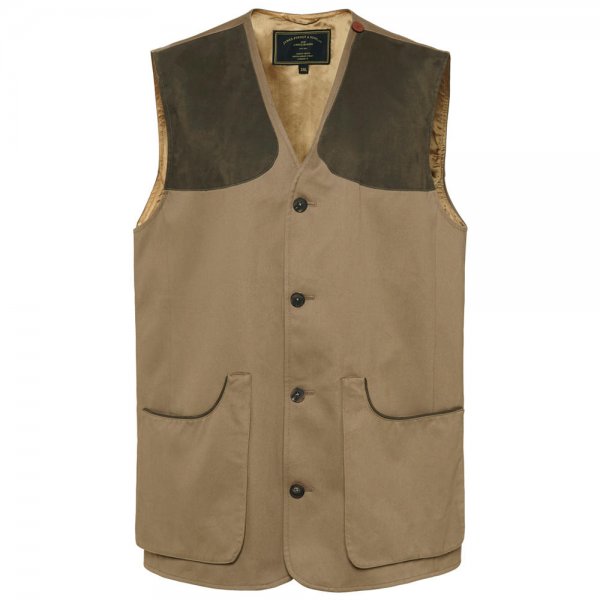 Purdey Men's Francolin Heavy Button Shooting Vest, Natural Coloured, Size L