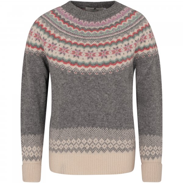 »Winter« Ladies Sweater, Fair Isle Pattern, Light Grey, Size S