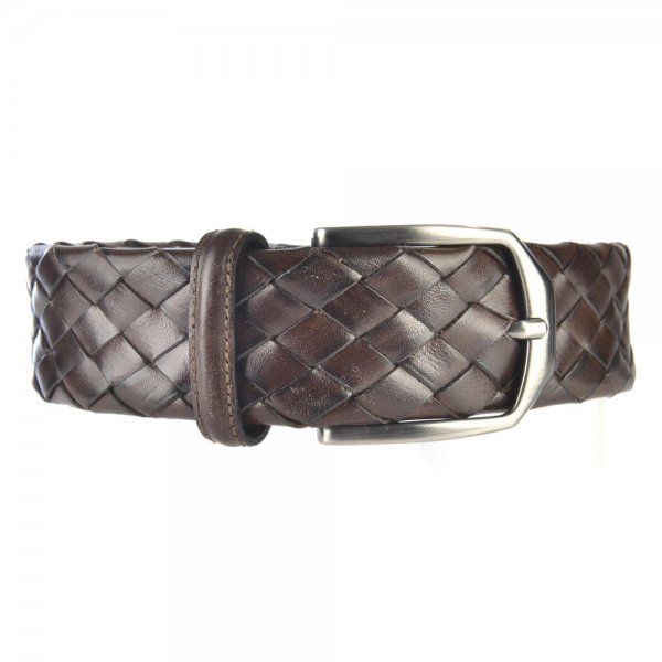 Athison Braided Leather Belt, Dark Brown, L