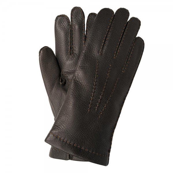 Herren Handschuhe OSLO, Hirschleder, Kaschmirfutter, dunkelbraun, Größe 9