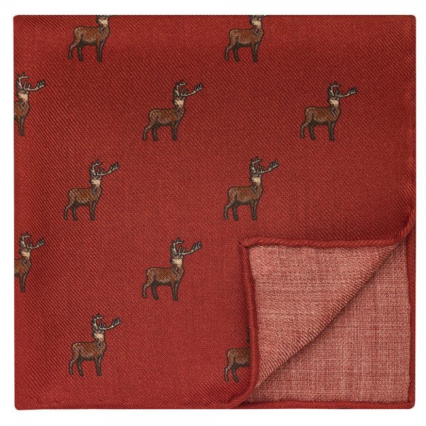 Pañuelo de bolsillo, ciervo, rojo óxido, 32 x 32 cm