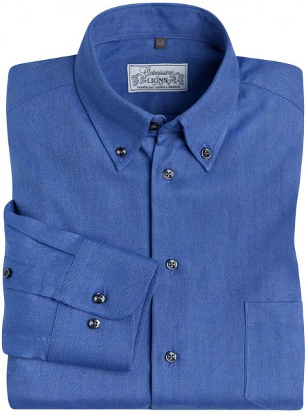 Men's Shirt, Herringbone Flannel, Medium Blue, Size 42