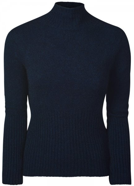 Ladies’ Rib Sweater, Possum Merino, Blue Melange, Size 34