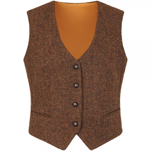 »Eve« Ladies Vest, Tweed, Brown, Size 40