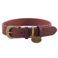 Collare per cani Le Chameau, pelle/tela, Rouge, taglia M