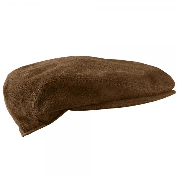 Bonnet en cuir velours, brun clair, taille 60
