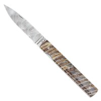 Nóż składany Le Francais ze stali damasceńskiej, trzonowiec mamuta