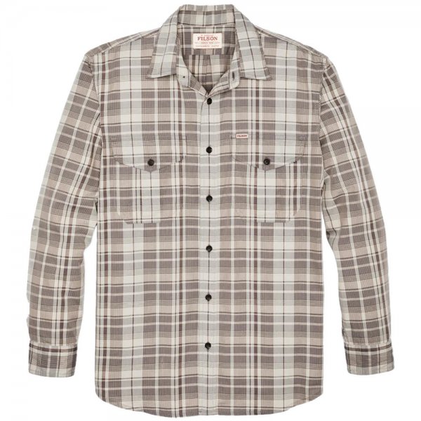 Camisa Filson Washed Feather Cloth, light brown/natural plaid, talla M