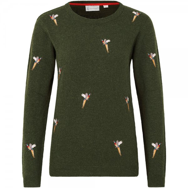 Hartwell »Amanda« Ladies Sweater, »Pheasants«, Olive, Size M