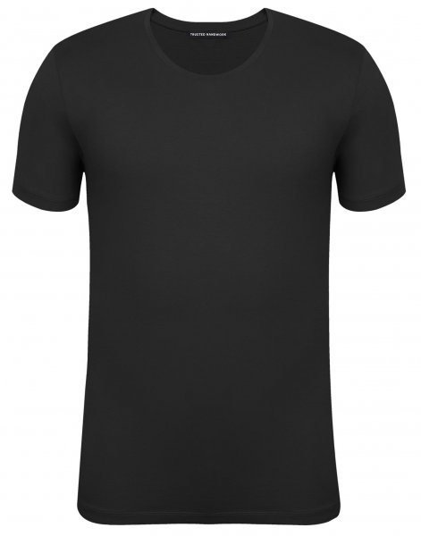 Camiseta de cuello redondo para hombre, negro, talla XL