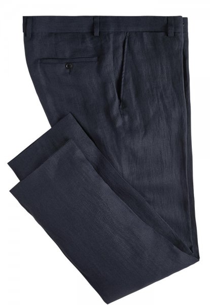 Pantaloni da uomo, lino irlandese, blu scuro, taglia 48