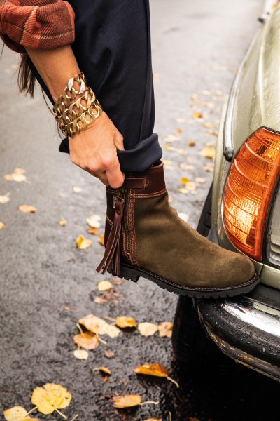 Penelope Chilvers Ladies Inclement Cropped Tassel Boots Seaweed Conker Size 36 Ankle Boots The GunDog Affair