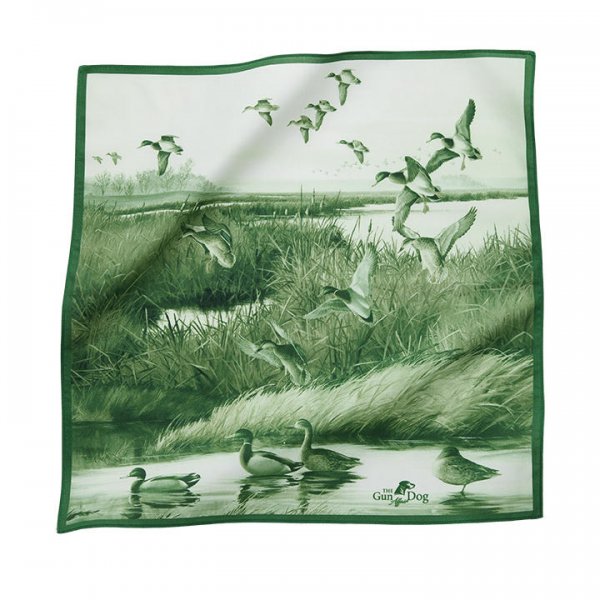 »Ducks« Handkerchief, White/Green, 43 x 43 cm