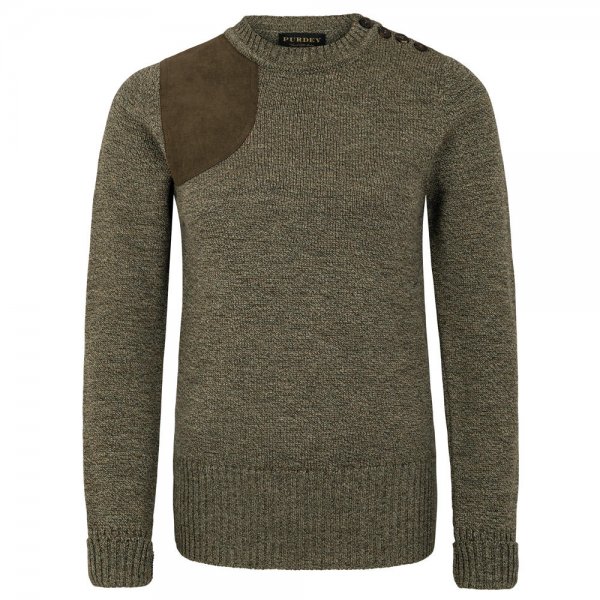 Purdey sweter damski myśliwski, One Shoulder, zielony/brązowy, rozmiar 38