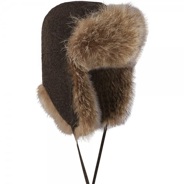 Fur Hat, Racoon/Loden, Grey/Brown, Size 58