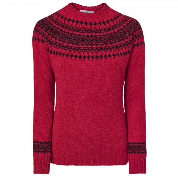Ladies Shetland Sweater, Red, Size L
