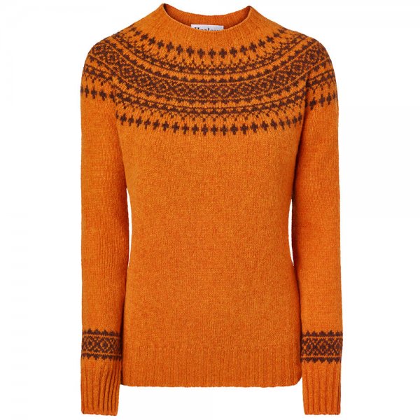 Ladies Shetland Sweater, Orange, Size S