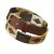 VALIENTE: Dunkelbraunes Leder mit Stick in Oliv, Beige und Creme