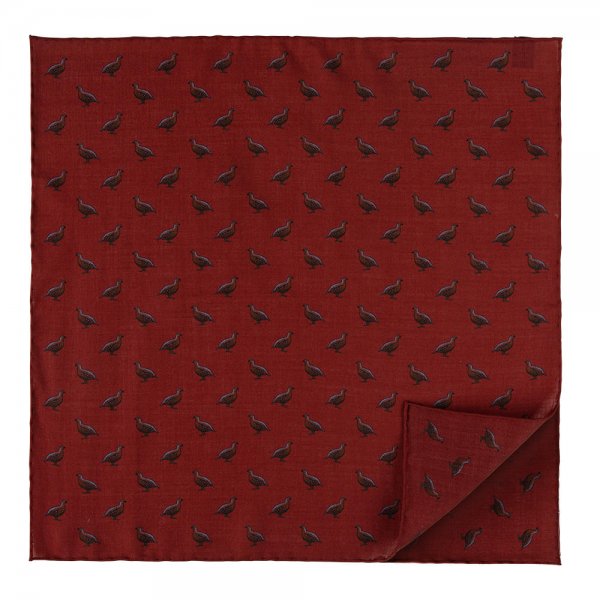 Pocket Square, Quail small, Russet Red, 43 x 43 cm