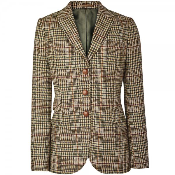 Ladies' Glencheck Blazer, Beige/Olive, Size 34