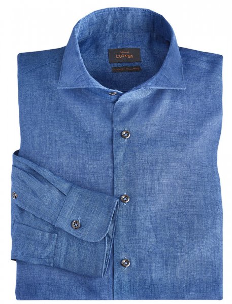 Men's Shirt, Linen, Blue, Size 44