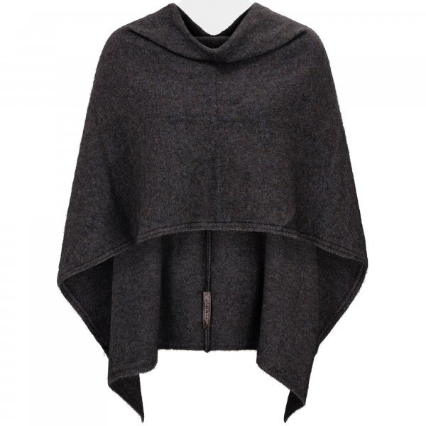 Ladies' Poncho, Possum Merino, Blue-brown Melange