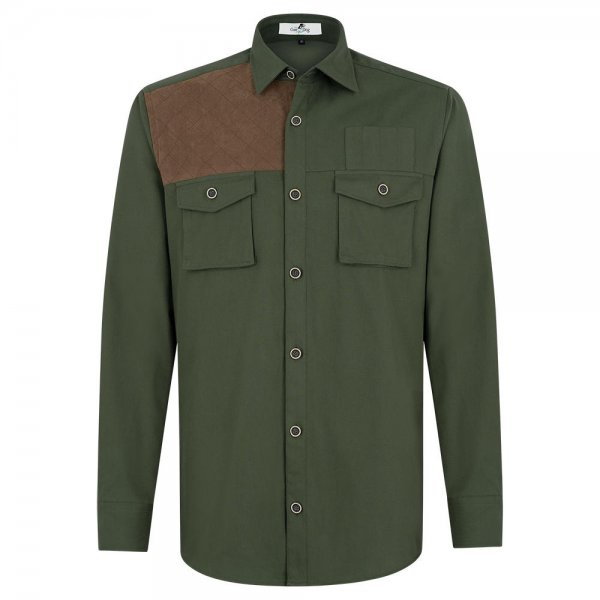 Men's Safari Shirt, Cotton Twill, Forest, Size 43