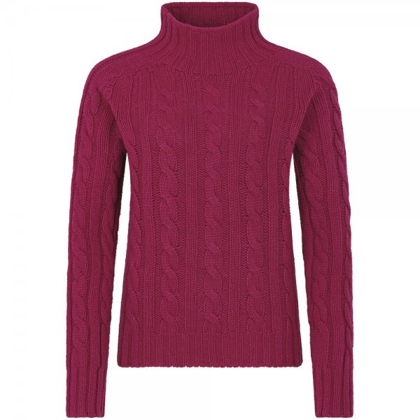 Ladies Cable Sweater, Dark Red, Size XL