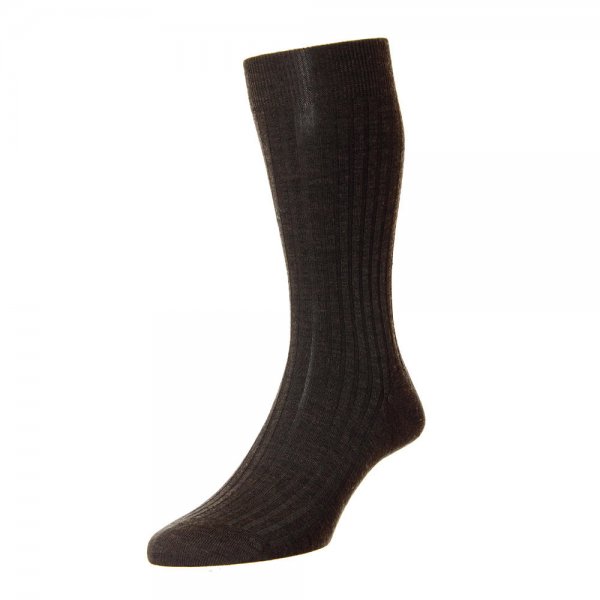 Media calcetín para hombre Pantherella LABURNUM, dark brown mix, L (45-47)