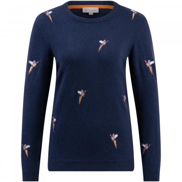 Hartwell »Amanda« Ladies Sweater, »Pheasants«, Navy, Size S