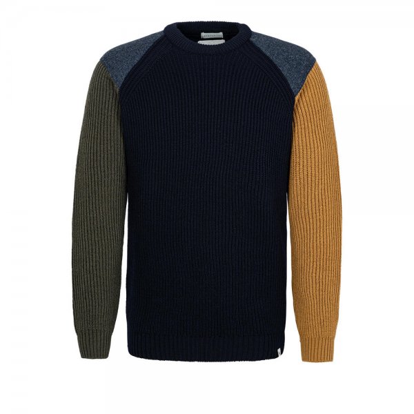 Peregrine, sweter męski Thomas, granatowy/oliwkowy/pszeniczny, rozmiar M